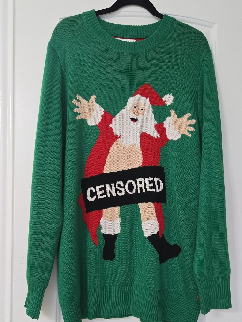 Tipsy Elves Green Santa 'Censored' Crewneck Sweater